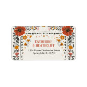 Floral Boho  Letterpress Table Number Wedding ラベル (正面)