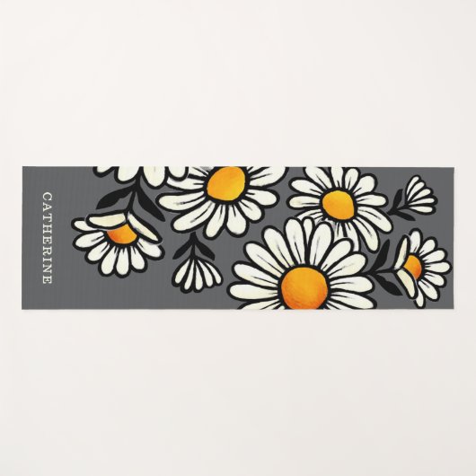 Floral Boho Pattern Custom Name Yoga Mat ヨガマット (正面(横))