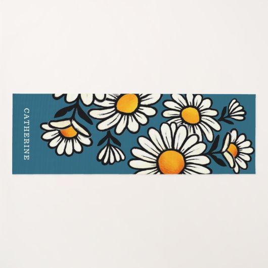 Floral Boho Pattern Custom Name Yoga Mat ヨガマット (正面(横))