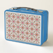 Floral Boho Pattern in Red, Pink & Teal メタルランチボックス (裏面)