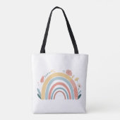 Floral Boho Rainbow All-Over Print Tote Bag トートバッグ (裏面)