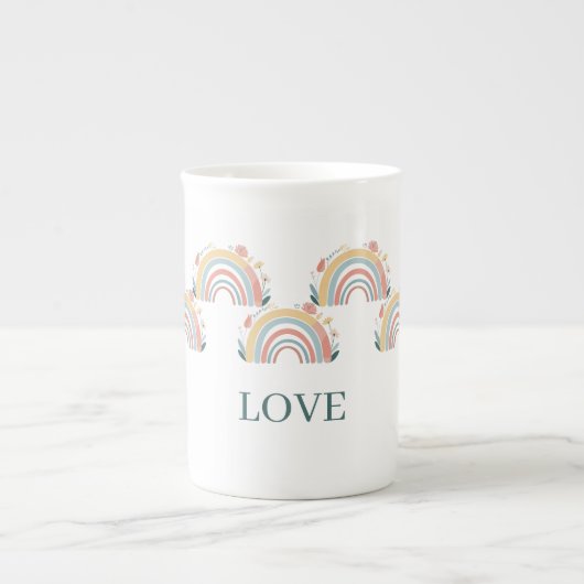 Floral Boho Rainbow Bone China Mug ボーンチャイナマグカップ (正面)