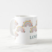 Floral Boho Rainbow Classic Coffee Mug コーヒーマグカップ (正面左)