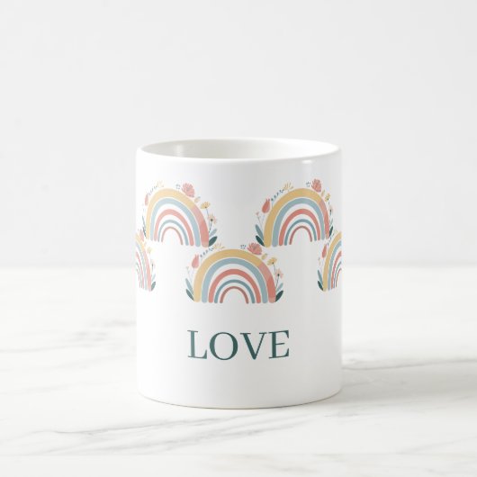 Floral Boho Rainbow Classic Coffee Mug コーヒーマグカップ (中央)