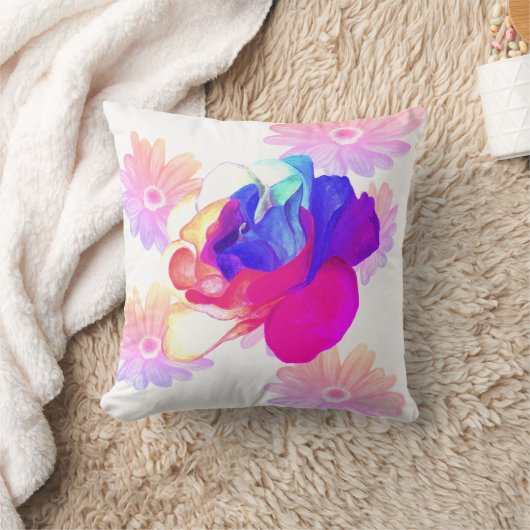 Floral Boho Rainbow of Color クッション (ブランケット)