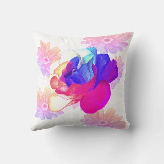 Floral Boho Rainbow of Color クッション (裏面)