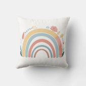 Floral Boho Rainbow Square Throw Pillow クッション (裏面)