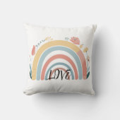 Floral Boho Rainbow Square Throw Pillow クッション (正面)