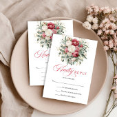 Floral Boho Red White Wedding RSVP Card