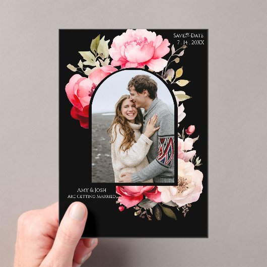 Floral Boho Save the Date  アクリル招待状 (インサイチュ (ポータブル))