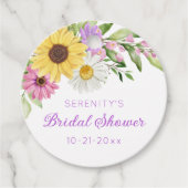 Floral Boho Sunflower Daisy Bridal Shower  フェイバータグ (正面)