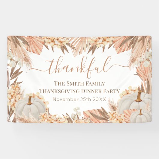 Floral Boho Thanksgiving Dinner party banner 横断幕 (横)