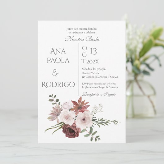 Floral Boho Wedding invitation Invitación 招待状 (スタンド正面)