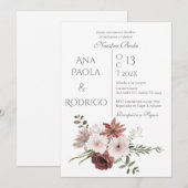 Floral Boho Wedding invitation Invitación 招待状 (正面/裏面)