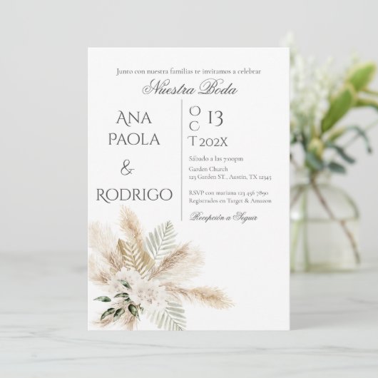 Floral Boho Wedding invitation Invitación 招待状 (スタンド正面)