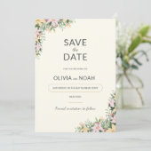 Floral boho wedding save the date セーブザデート (スタンド正面)