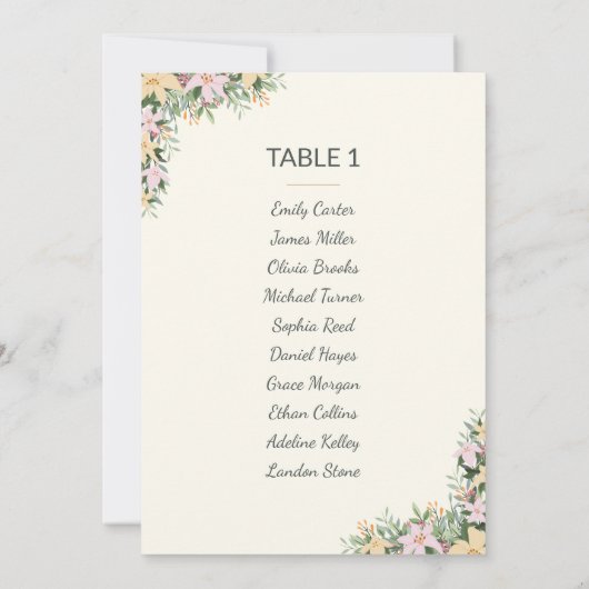 Floral boho wedding seating plan cards 招待状 (裏面)