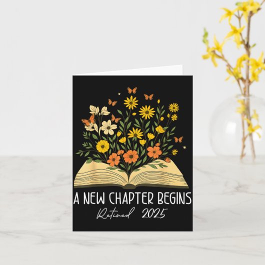 Floral Book A New Chapter Begins Retired Retiremen カード (黄色い花)