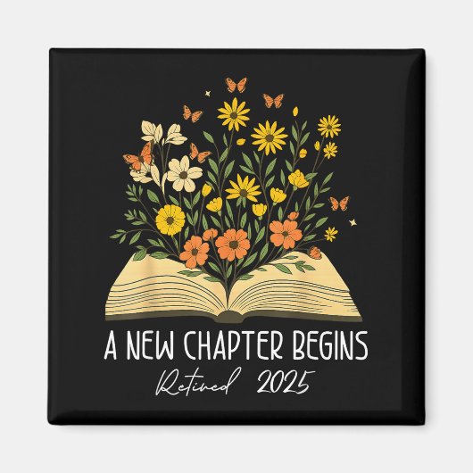 Floral Book A New Chapter Begins Retired Retiremen マグネット (正面)