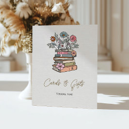 Floral Book Chapter Baby Girl Cards & Gift Table 台座サイン