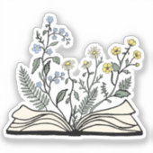 Floral Book Wildflowers Botanical Reading シール (正面)