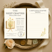 Floral Books Next Chapter Begins Baby Shower 招待状