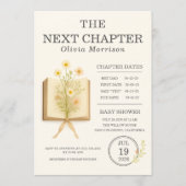 Floral Books Next Chapter Begins Baby Shower 招待状 (正面)