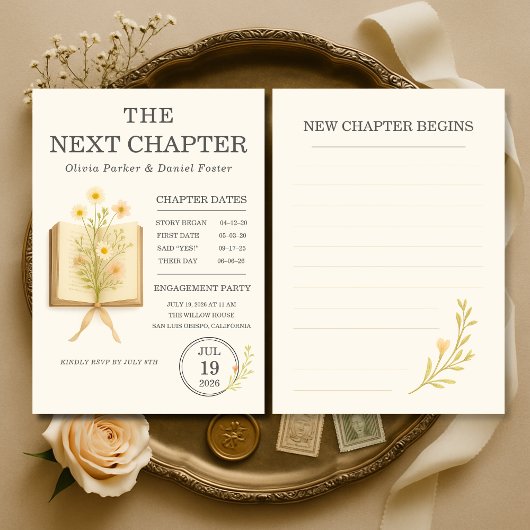 Floral Books Next Chapter Begins Engagement Party 招待状