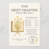 Floral Books Next Chapter Begins Graduation Party 招待状 (正面)