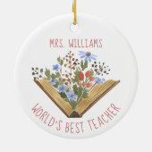 Floral Books World's Best Teacher セラミックオーナメント (裏面)
