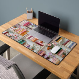 Floral Bookshelf Desk Mat | Book Lover Mouse Pad デスクマット