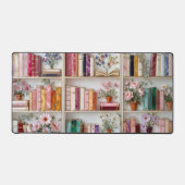 Floral Bookshelf Desk Mat | Book Lover Mouse Pad デスクマット (正面)