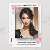 Floral Border Promotional Pageant Prints | QR Code 招待状 (正面/裏面)