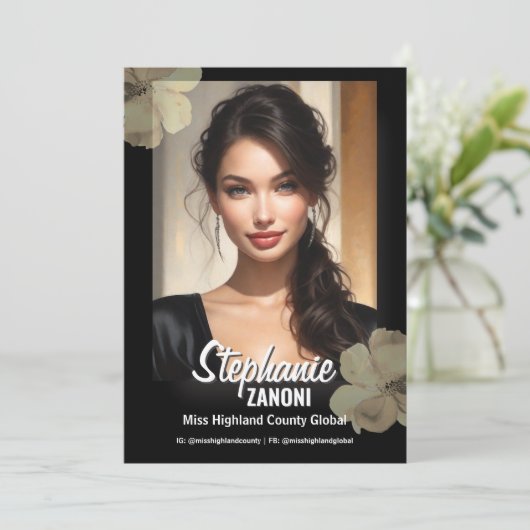 Floral Border Promotional Pageant Prints | QR Code 招待状 (スタンド正面)