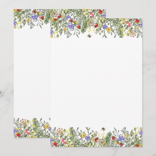 Floral Border Summer Spring Invitation 招待状 (正面/裏面)