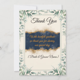 Floral Border Wedding Thank You Card | Elegant Whi サンキューカード