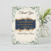 Floral Border Wedding Thank You Card | Elegant Whi サンキューカード (スタンド正面)
