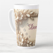 Floral Border With Custom Name カフェラテマグ (左アングル)