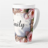 Floral Border With Custom Name カフェラテマグ (右アングル)