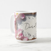 Floral Border With Custom Name コーヒーマグカップ (正面左)