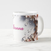 Floral Border With Custom Name ジャンボコーヒーマグカップ (正面右)