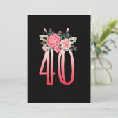 Floral Born In 1980 Women 40th Birthday Girl Celeb 招待状 (スタンド正面)