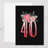Floral Born In 1980 Women 40th Birthday Girl Celeb 招待状 (正面/裏面)
