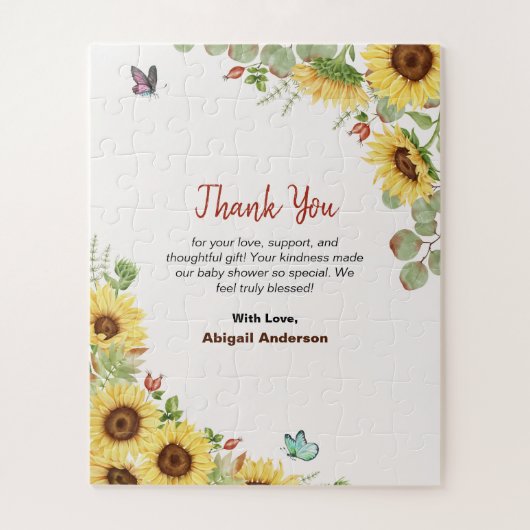 Floral Botanical Baby Shower Thank You Flat Cards ジグソーパズル (縦)