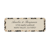 Floral Botanical Black Ivory Return Address ラベル (正面)