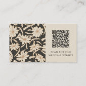 Floral Botanical Black Ivory Wedding RSVP QR Code エンクロージャーカード (裏面)