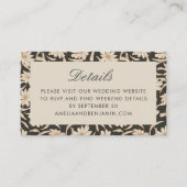 Floral Botanical Black Ivory Wedding RSVP QR Code エンクロージャーカード (正面)