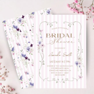 Floral botanical Bridal shower 招待状