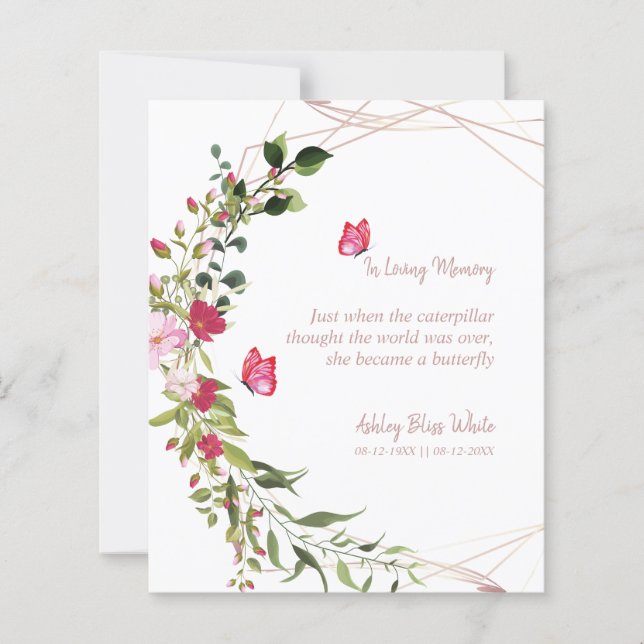 Floral Botanical Butterflies Memorial Dear Ones (正面)
