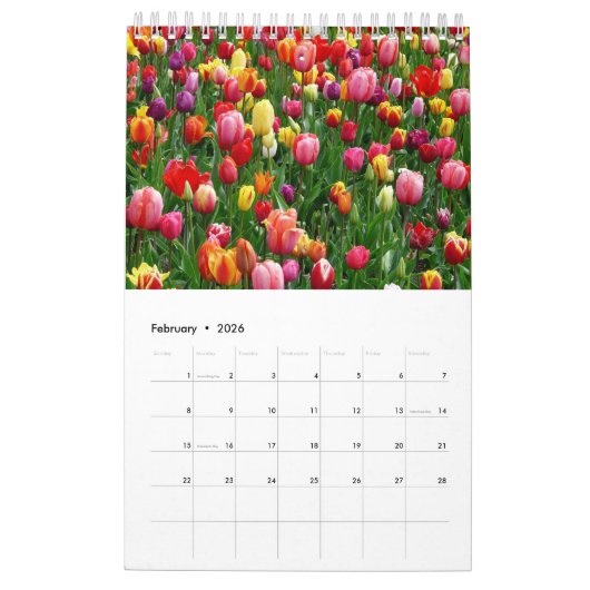 Floral Botanical Garden Illustrations Calendar カレンダー (2月 2026)